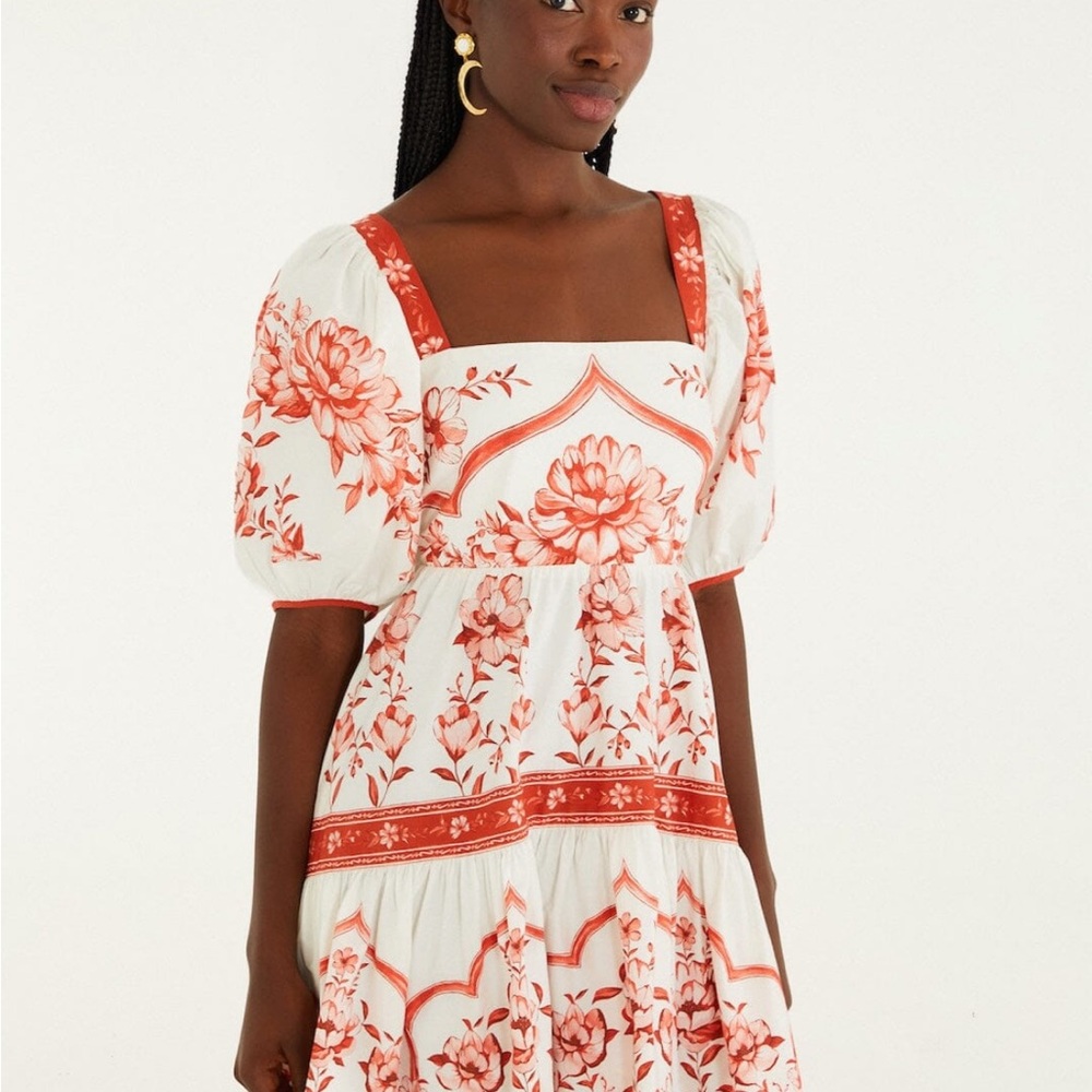 NWT 🌺 FARM RIO Red Porcelain Garden Mini Dress
